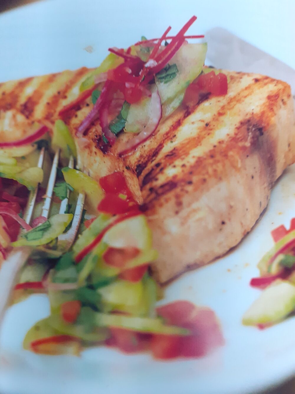 Grilled Swordfish with Marinated Cucumber Salsa – Peets Plaice